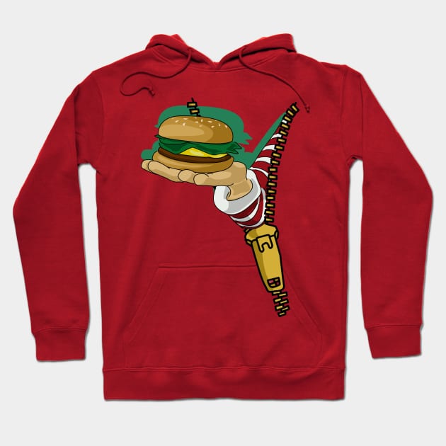 Zip Check: Elf's Christmas Burger Delight Hoodie by Fun Funky Designs